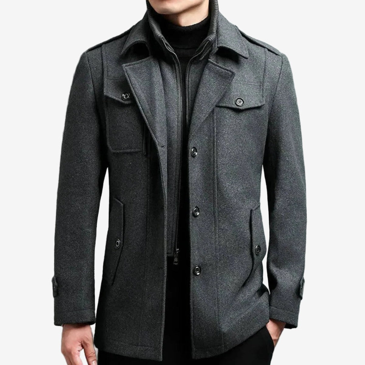 Caban homme en mélange de laine | Manteau d'hiver à double boutonnage