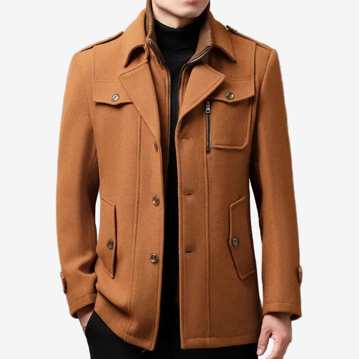 Caban homme en mélange de laine | Manteau d'hiver à double boutonnage
