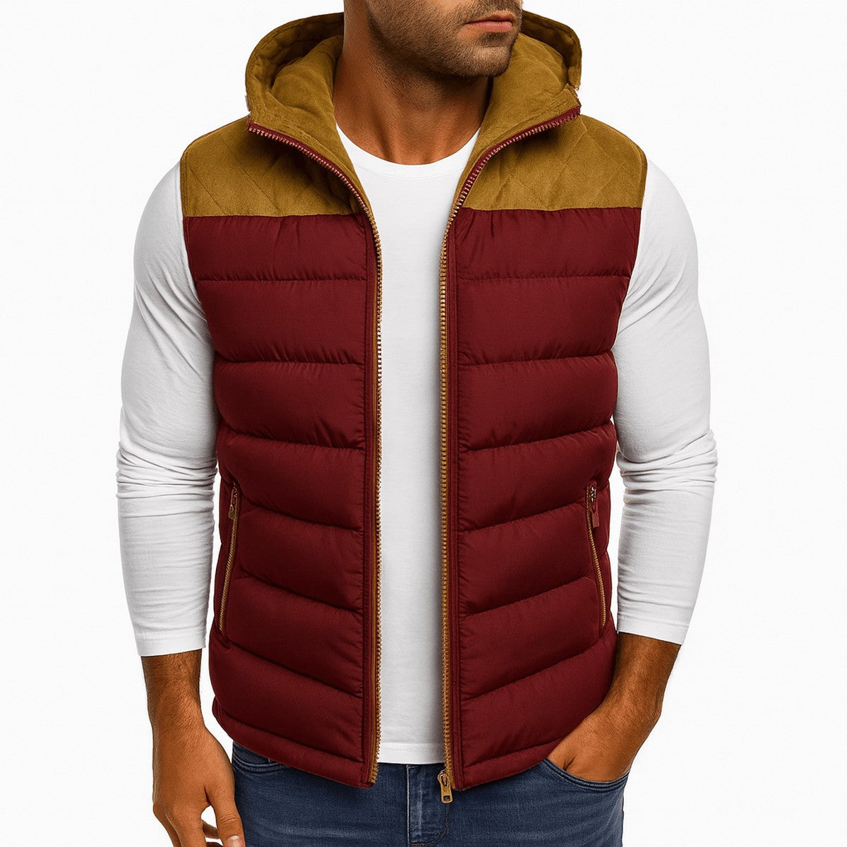 Men's Quilted Puffer Gilet with Removable Hood