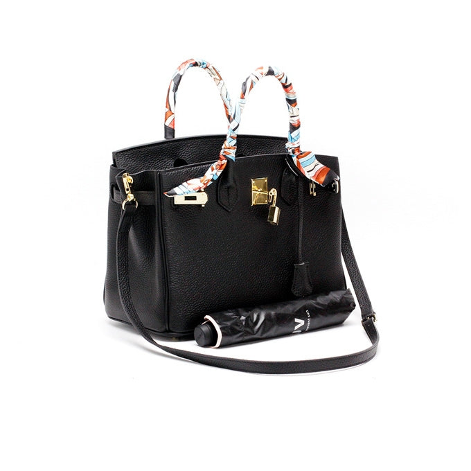 Top-Handle Tote Bag with Padlock Detail
