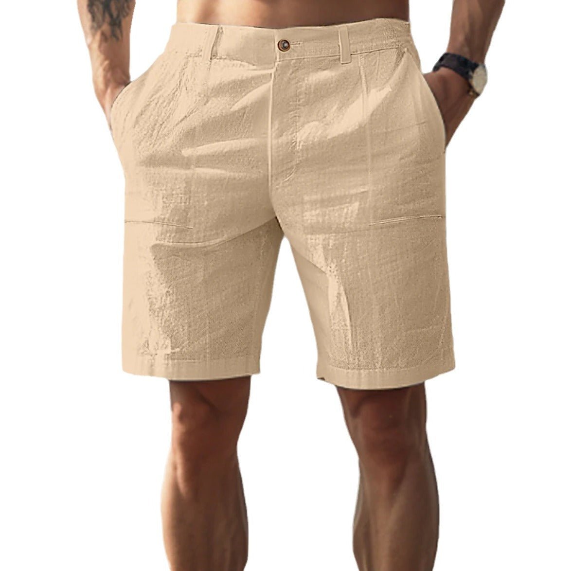 Men's Relaxed Fit Linen Shorts with Drawstring