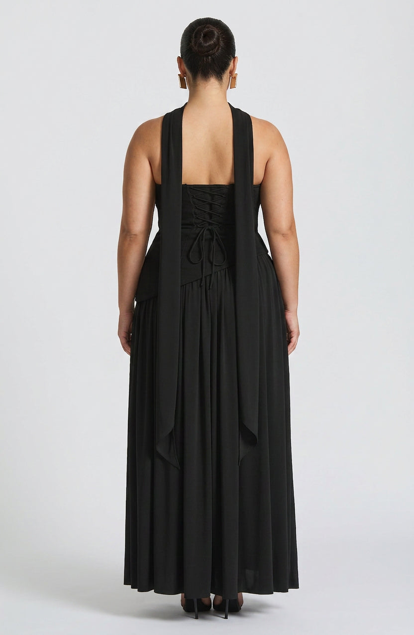Women’s Strapless Maxi Dress with Asymmetric Waist & Split