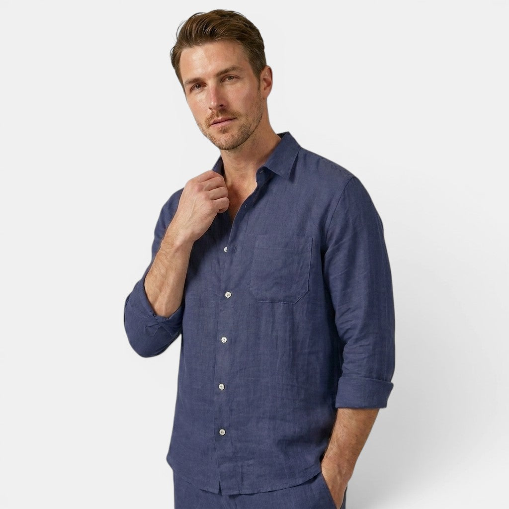 Linen Shirt and Trousers Co-Ord Set with Long Sleeves