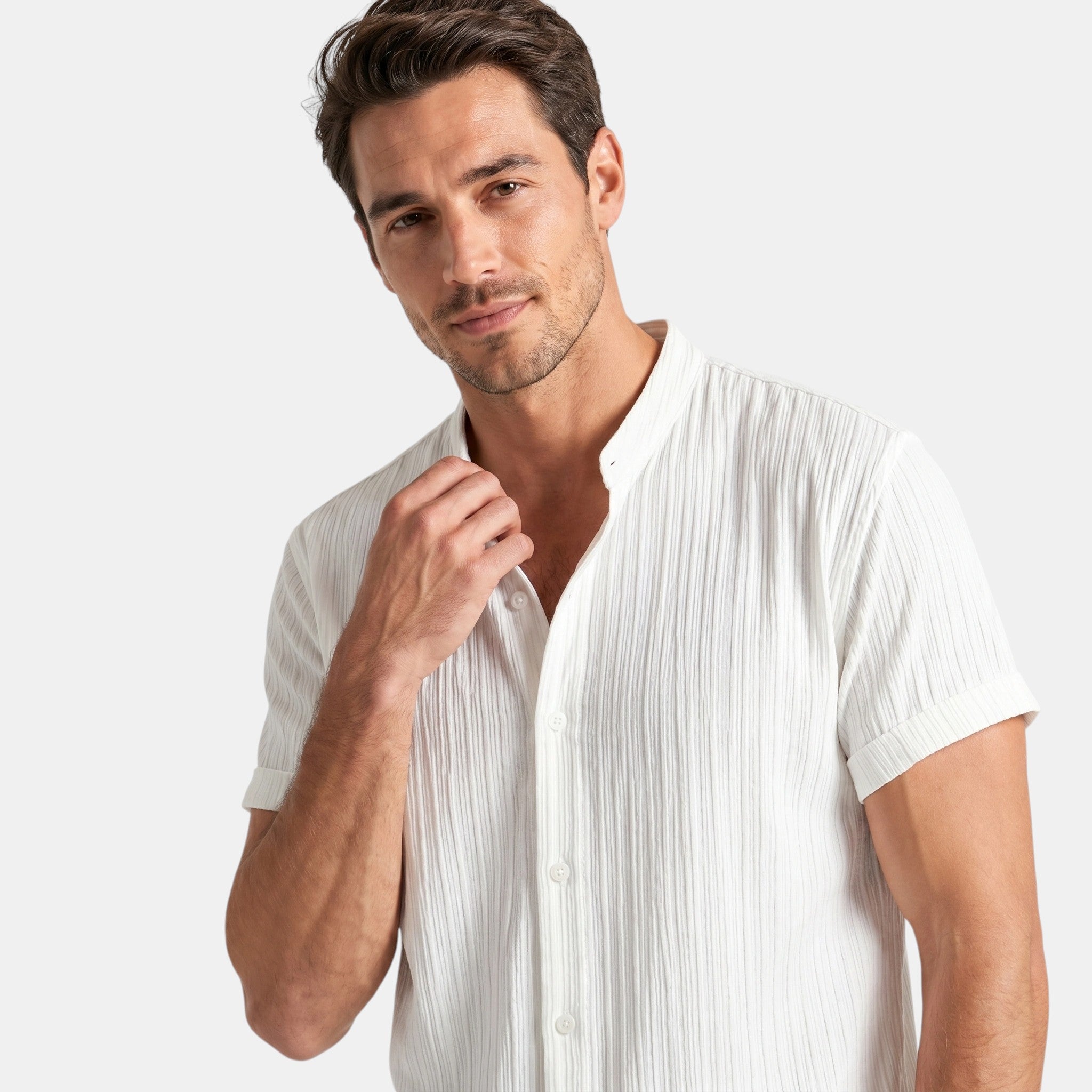 Textured Shirt and Trousers Co-Ord Set with Short Sleeves