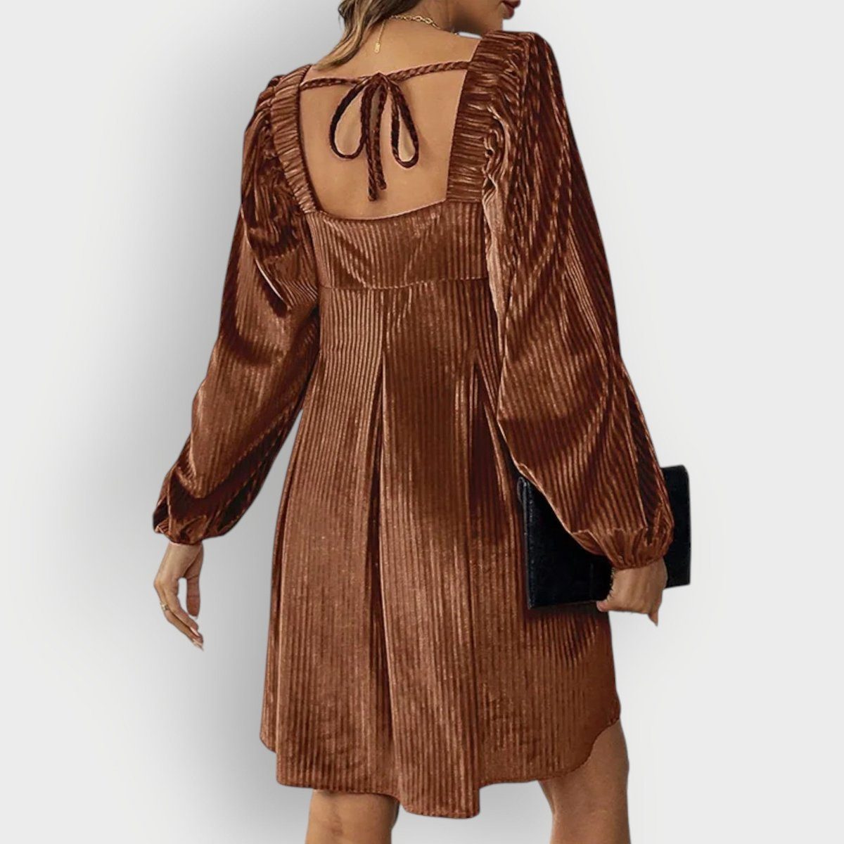 Robe courte plissée pour femme | Robe de soirée à manches bouffantes