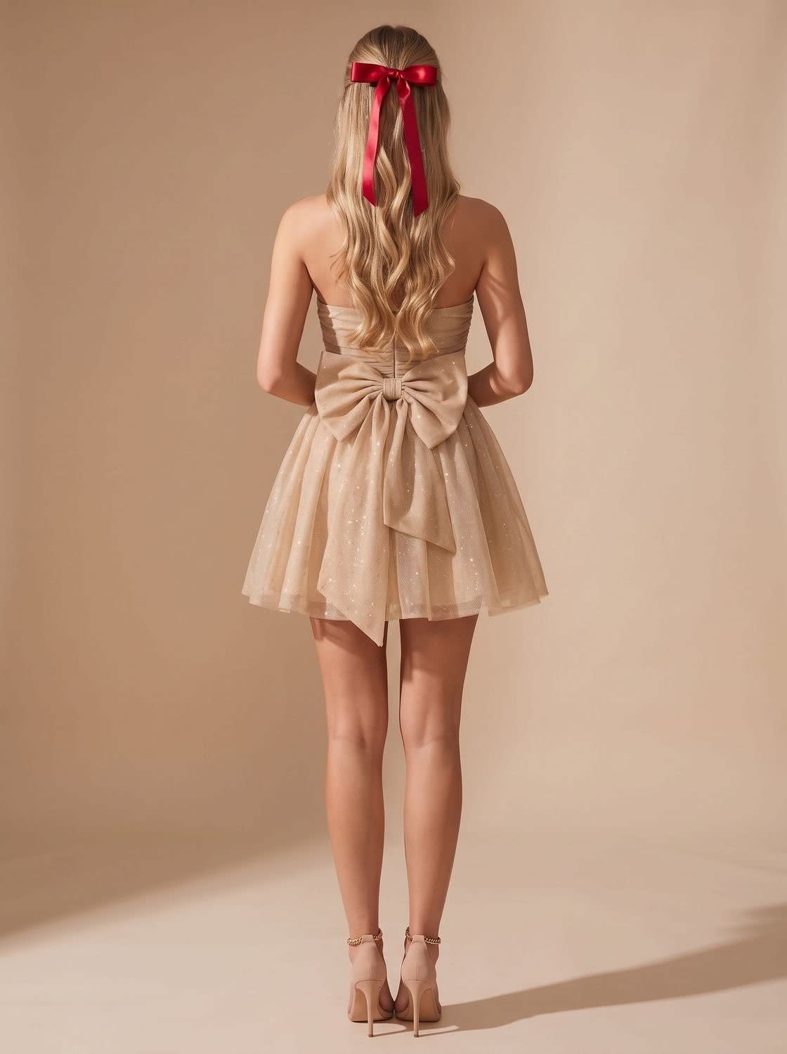 Women's Strapless Glitter Mini Dress