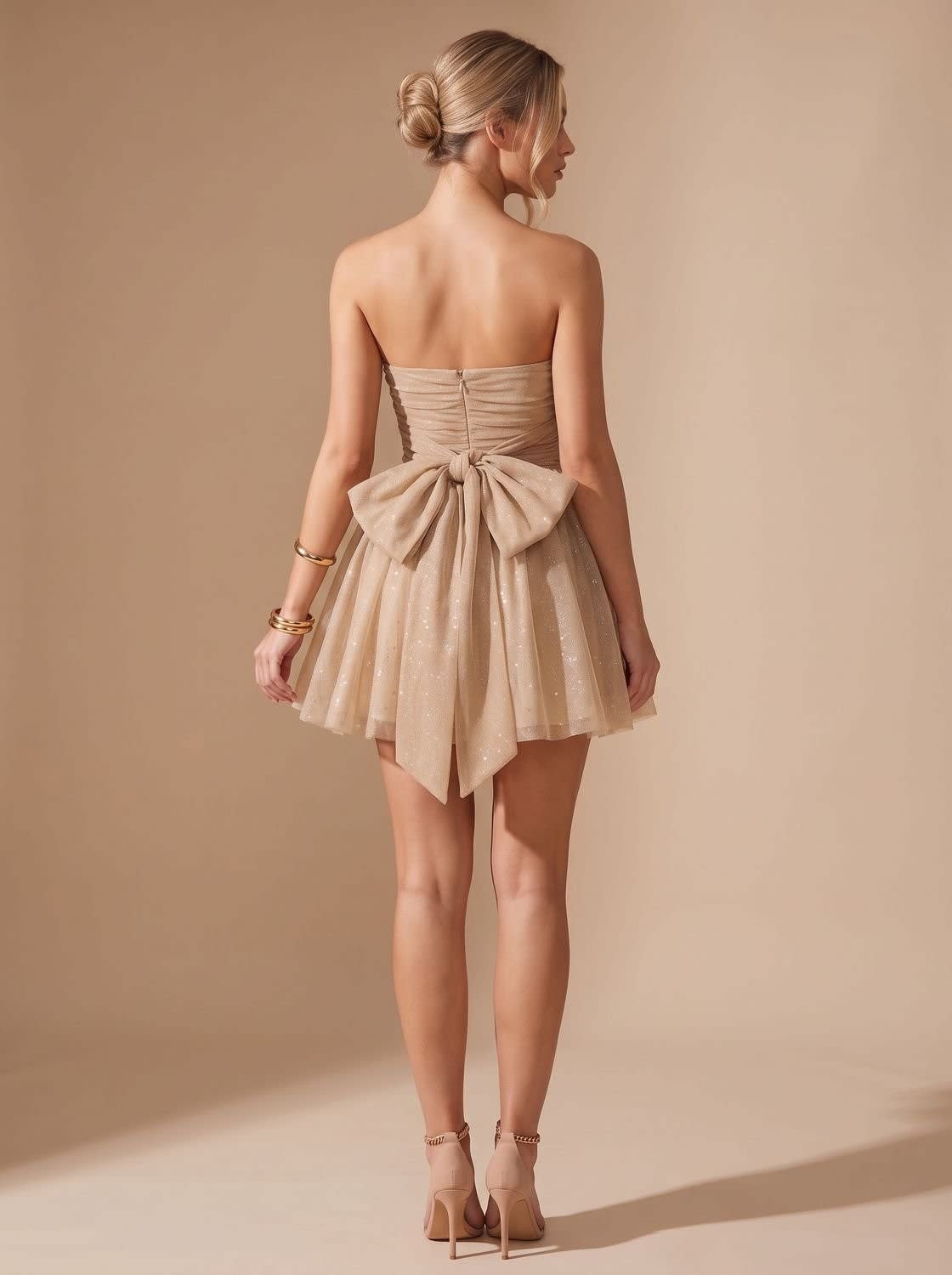 Women's Strapless Glitter Mini Dress
