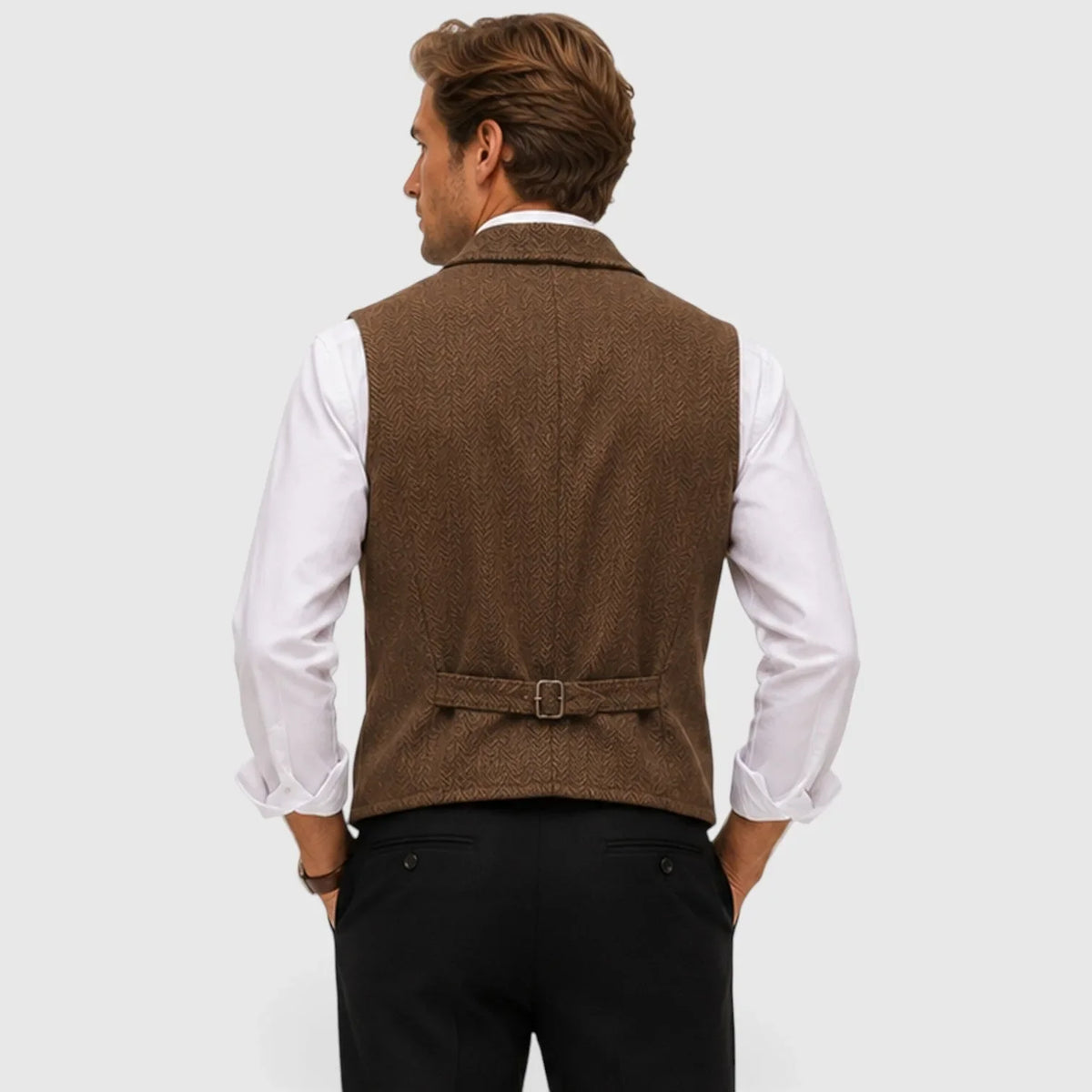 Gilet ajusté pour homme | Gilet en mélange de laine à chevrons