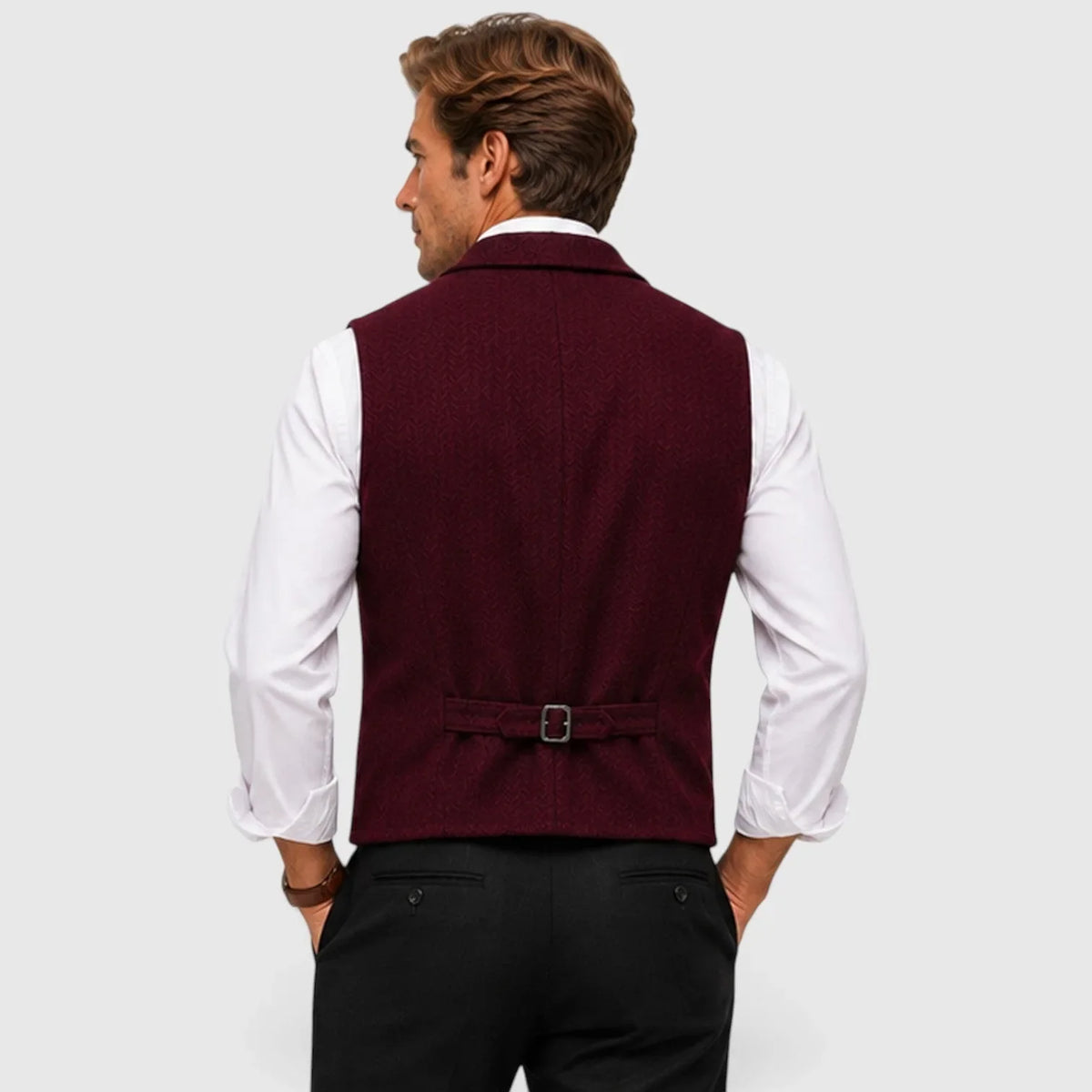 Gilet ajusté pour homme | Gilet en mélange de laine à chevrons