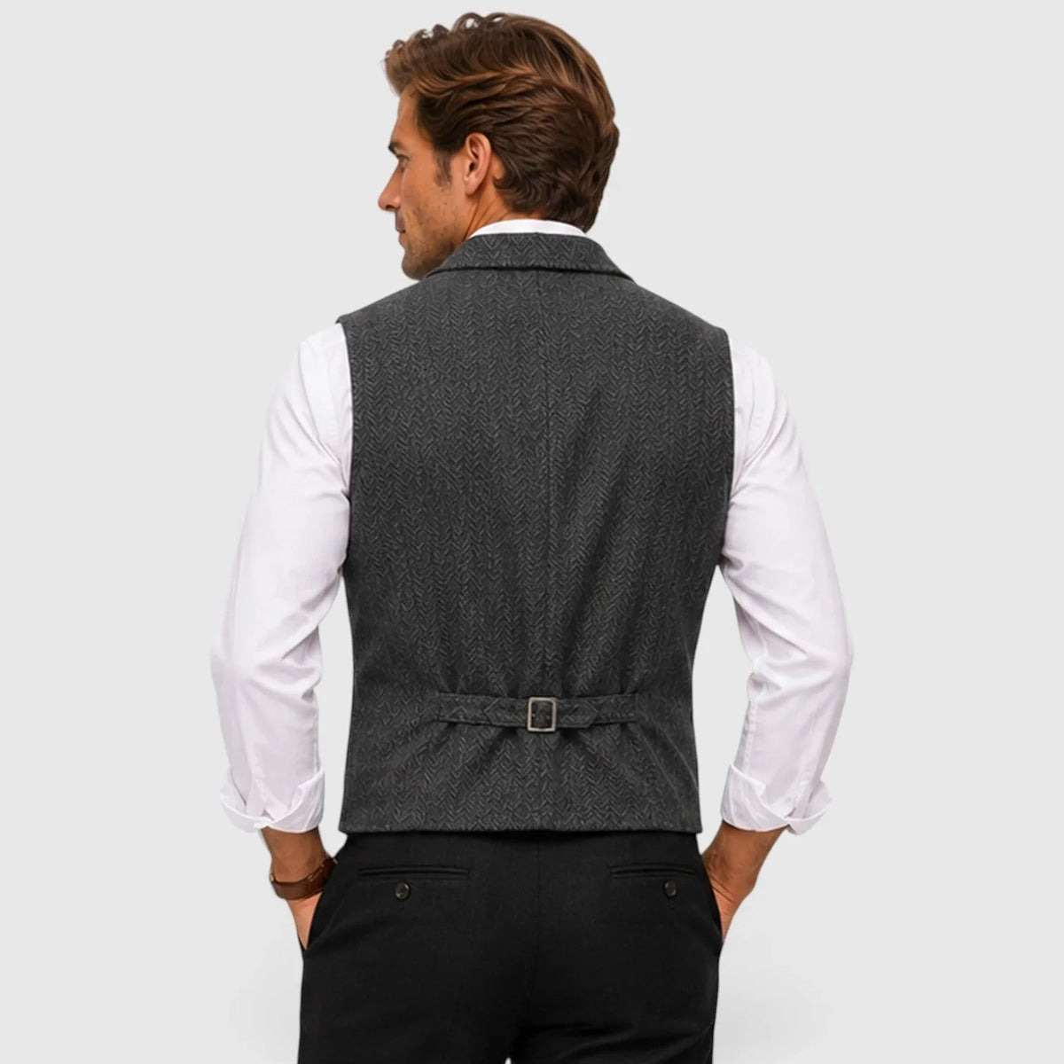 Gilet ajusté pour homme | Gilet en mélange de laine à chevrons