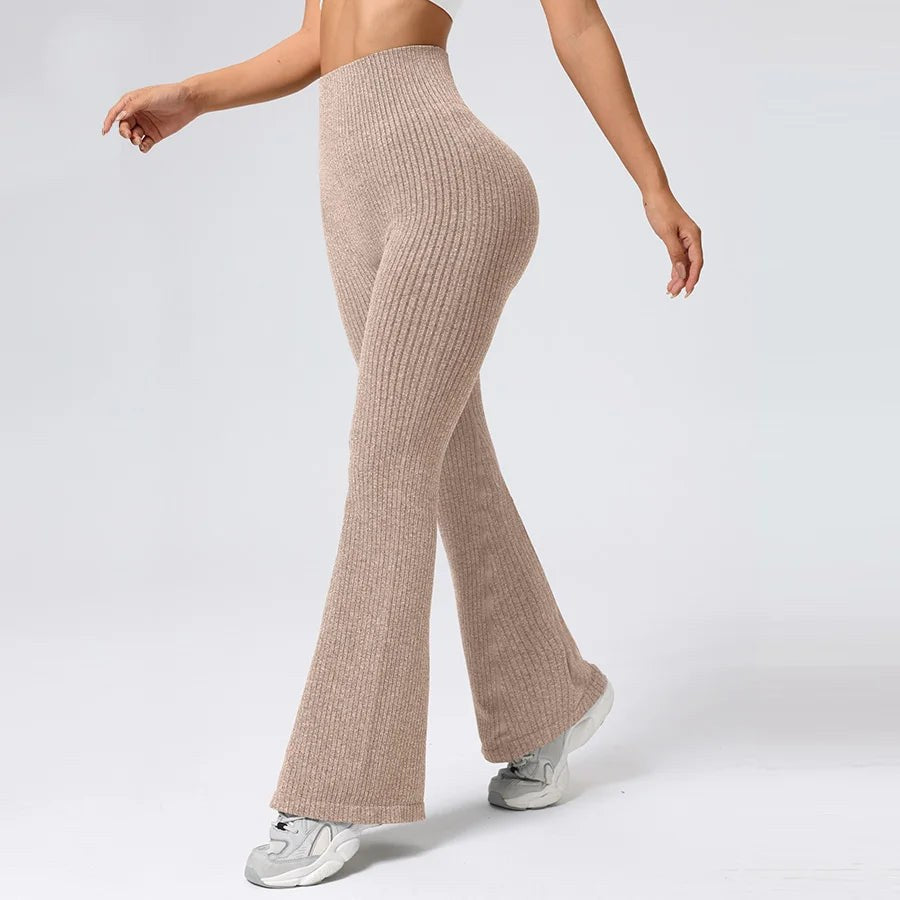 Legging évasé côtelé pour femme | Pantalon de yoga taille haute