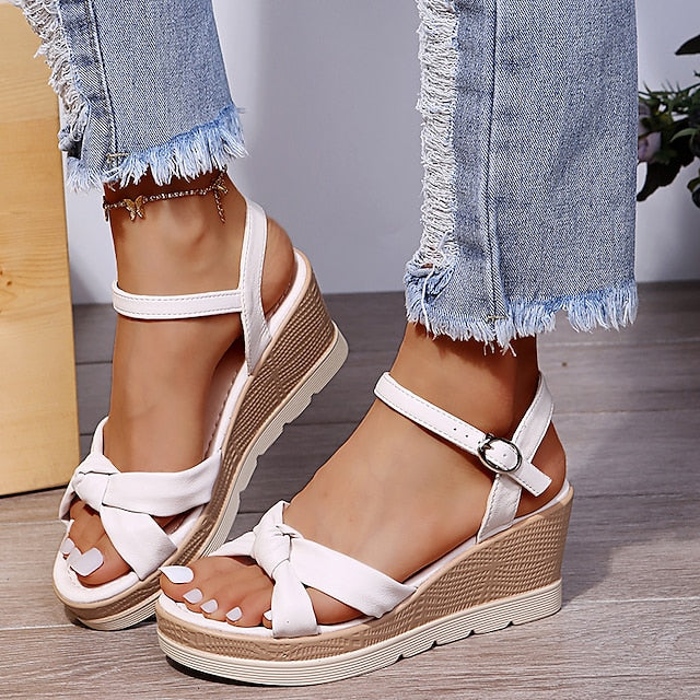 Women's Wedge Sandals with Adjustable Ankle Strap