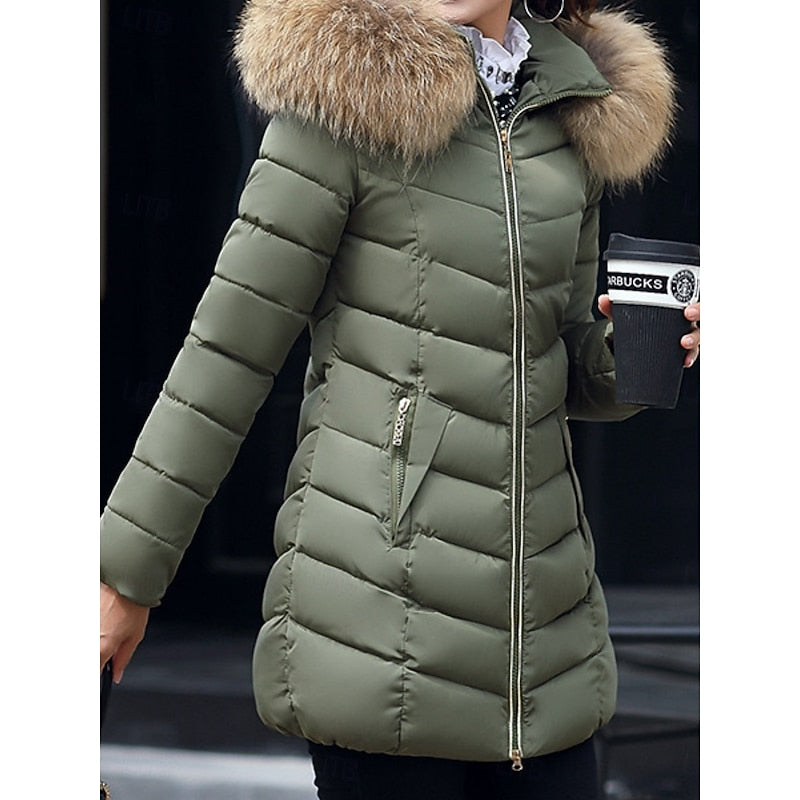 Parka matelassée pour femme avec capuche en fausse fourrure