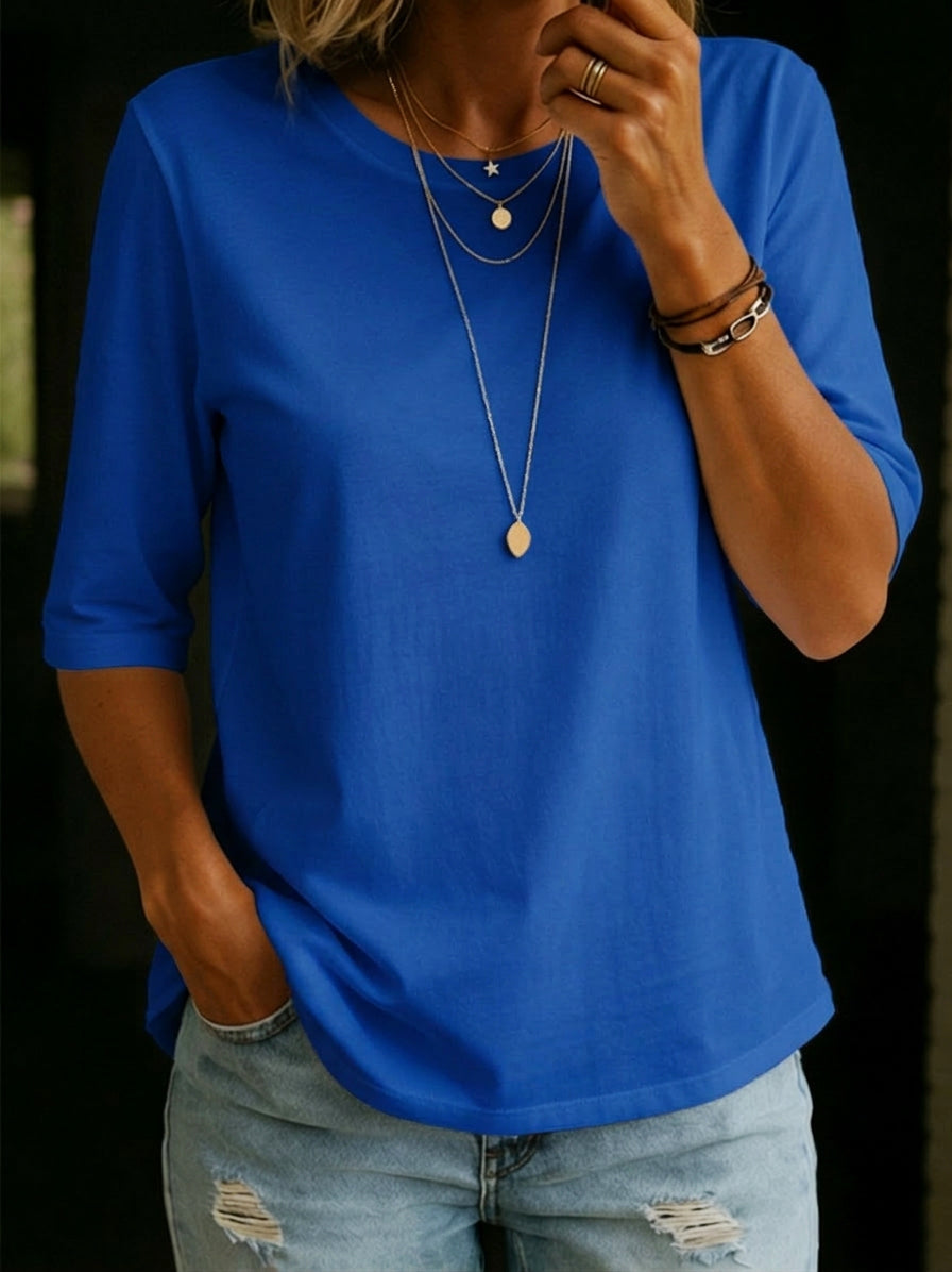 Half Sleeve T-Shirt with Crew Neck for Everyday Wear