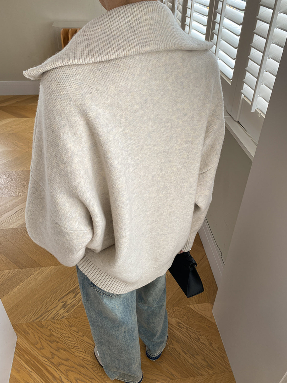 Cardigan ample à demi-zip pour femme | Pull en maille décontracté