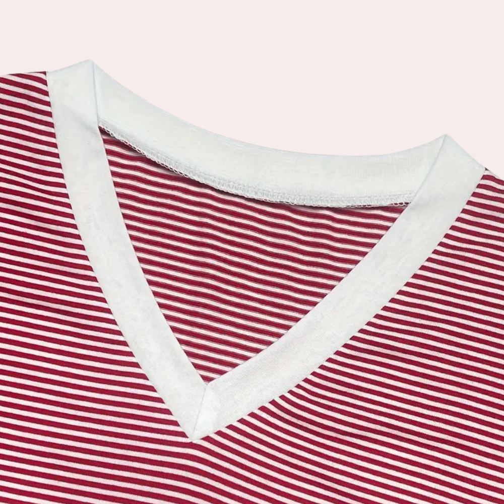 Women's Red Striped Pyjama Set | Long Sleeve Loungewear