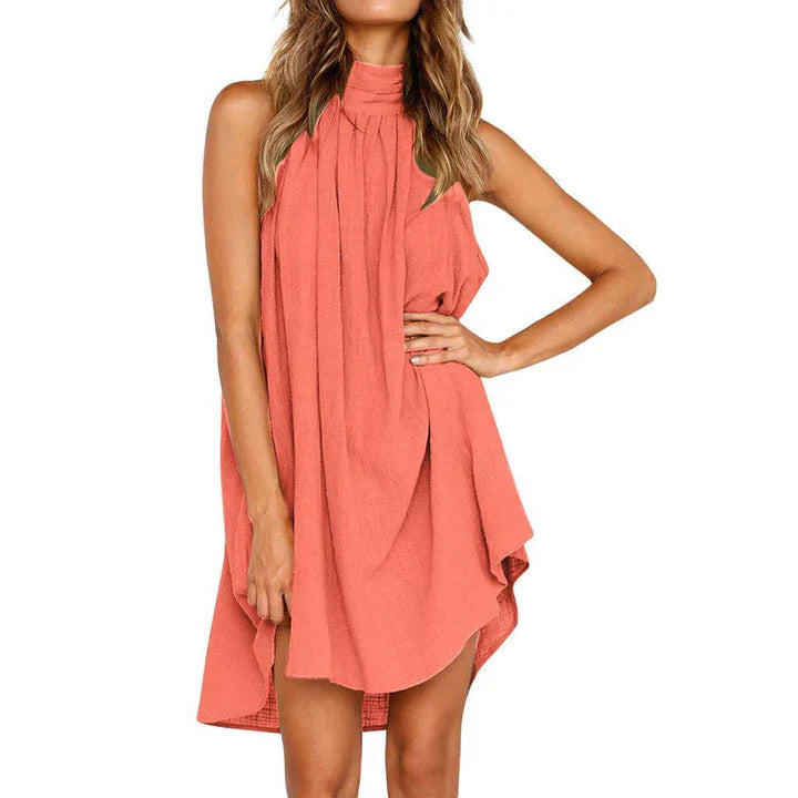 Pleated Halter Neck Mini Dress