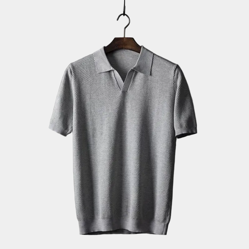 Men's Textured Knit Polo Shirt | Short Sleeve Classic Collar
