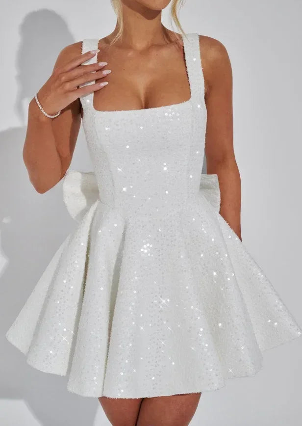 Mini-robe à sequins pour femme avec détail nœud