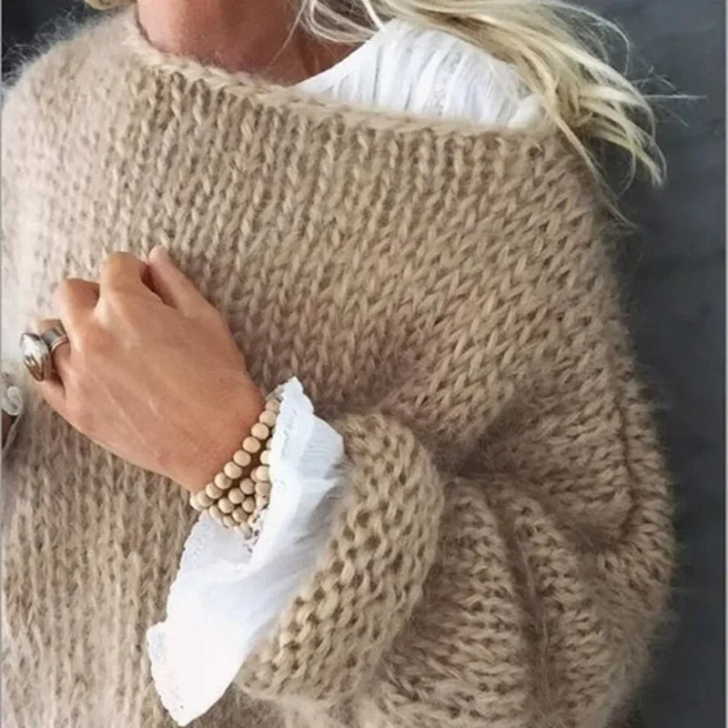 Pull en maille oversize pour femme | Texture douce et duveteuse