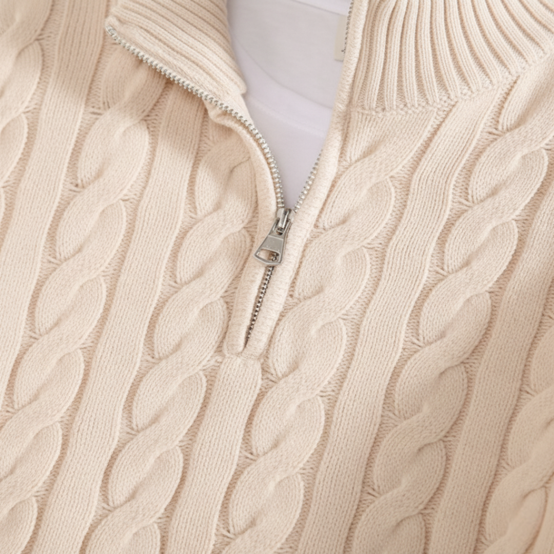 Men's Cable Knit Half-Zip Jumper