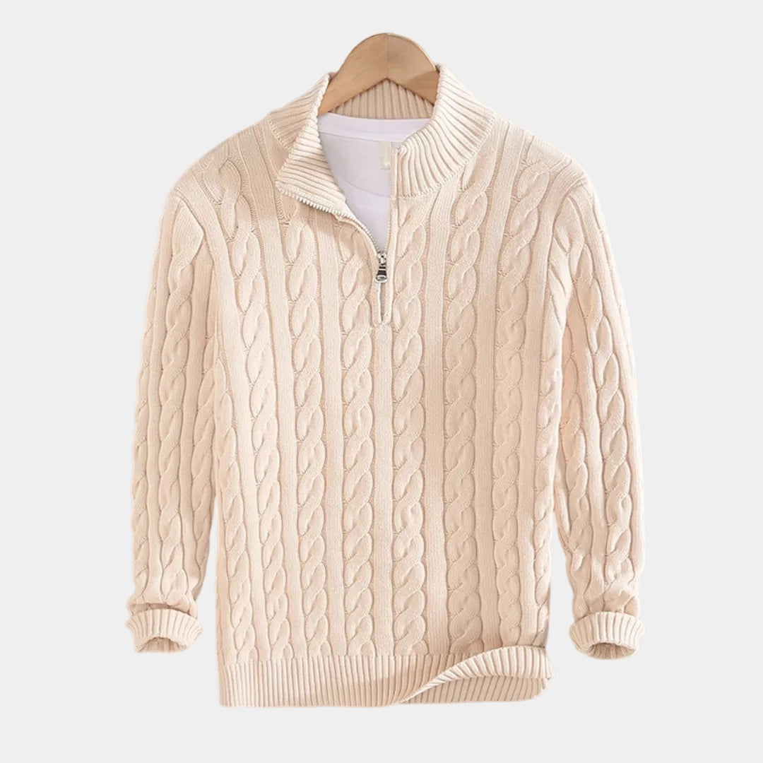 Men's Cable Knit Half-Zip Jumper