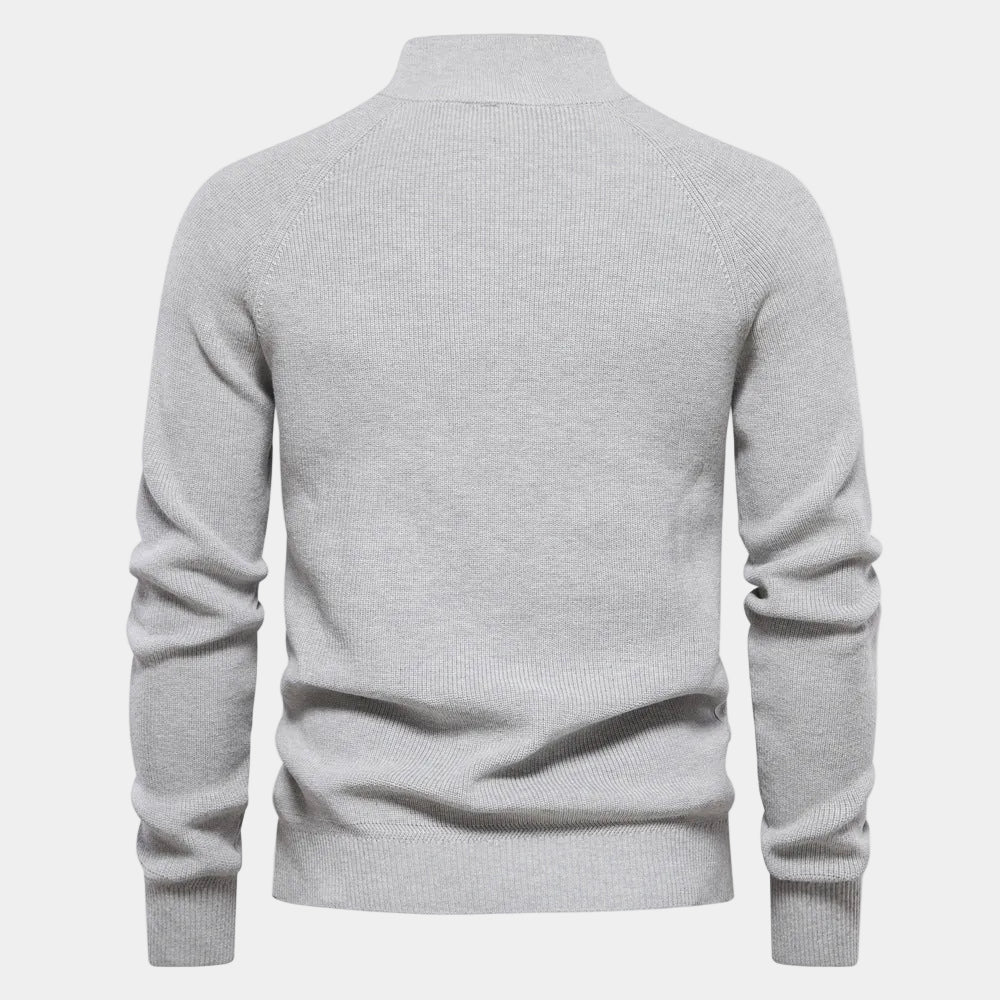 Pull en maille pour homme à demi-zip | Col montant et manches longues
