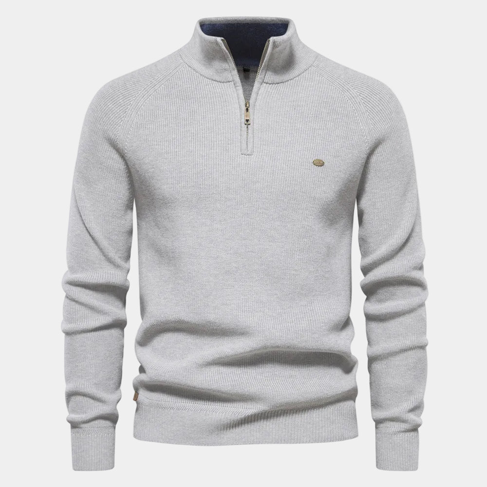 Pull en maille pour homme à demi-zip | Col montant et manches longues