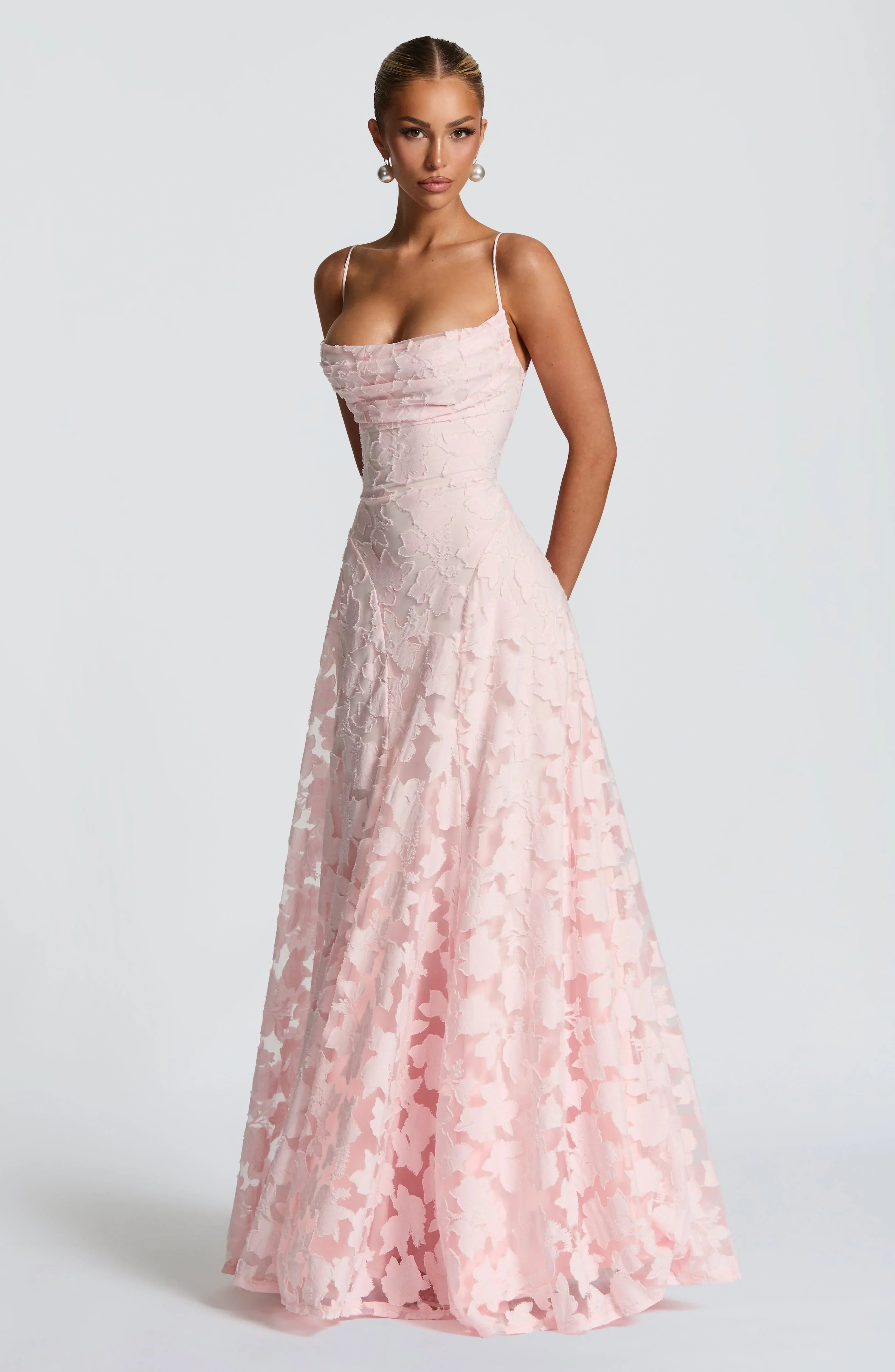 Women's Lace A-Line Maxi Dress with Thin Straps