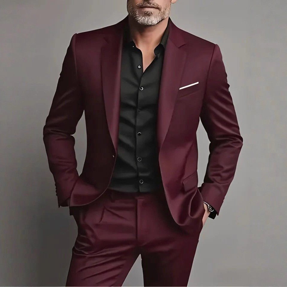 Slim Fit Suit Jacket with Notch Lapel and Chest Pocket