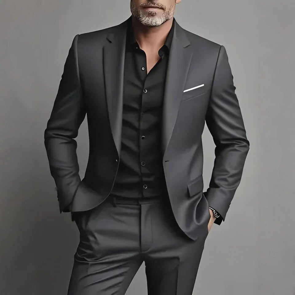 Slim Fit Suit Jacket with Notch Lapel and Chest Pocket