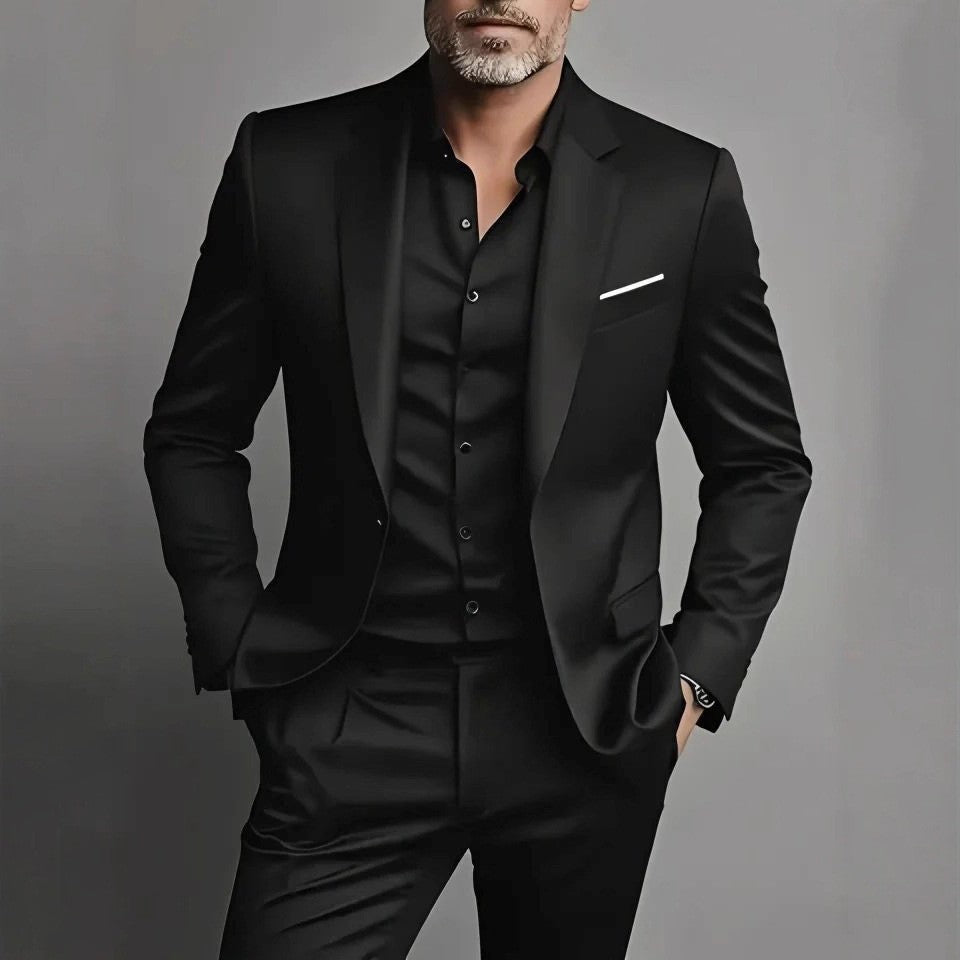 Slim Fit Suit Jacket with Notch Lapel and Chest Pocket