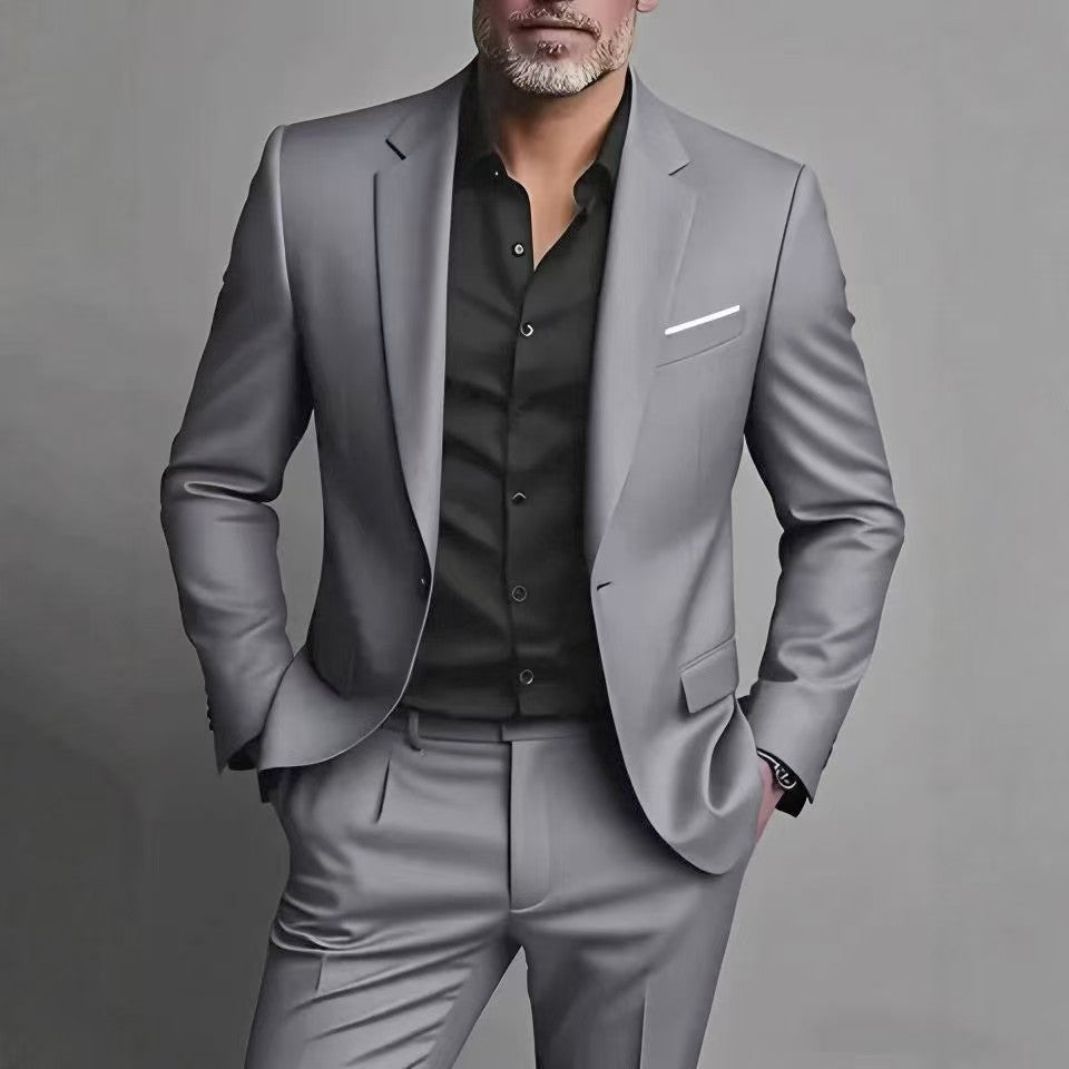 Slim Fit Suit Jacket with Notch Lapel and Chest Pocket