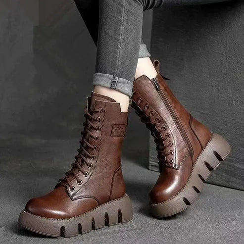 Women's Lace-Up Winter Boots with Side Zip