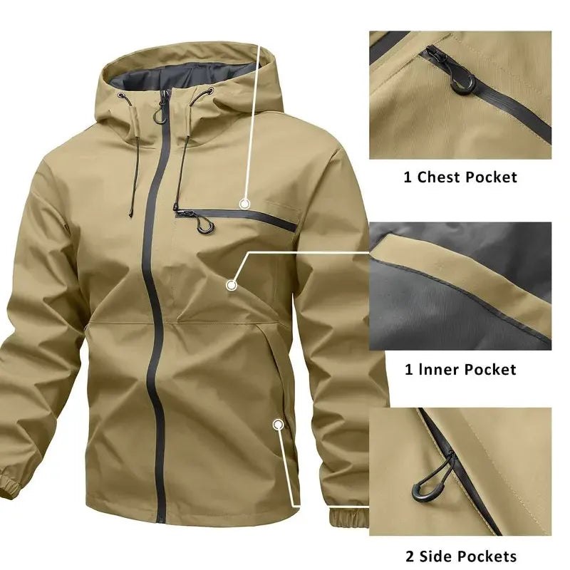 Men's Waterproof Hooded Rain Jacket
