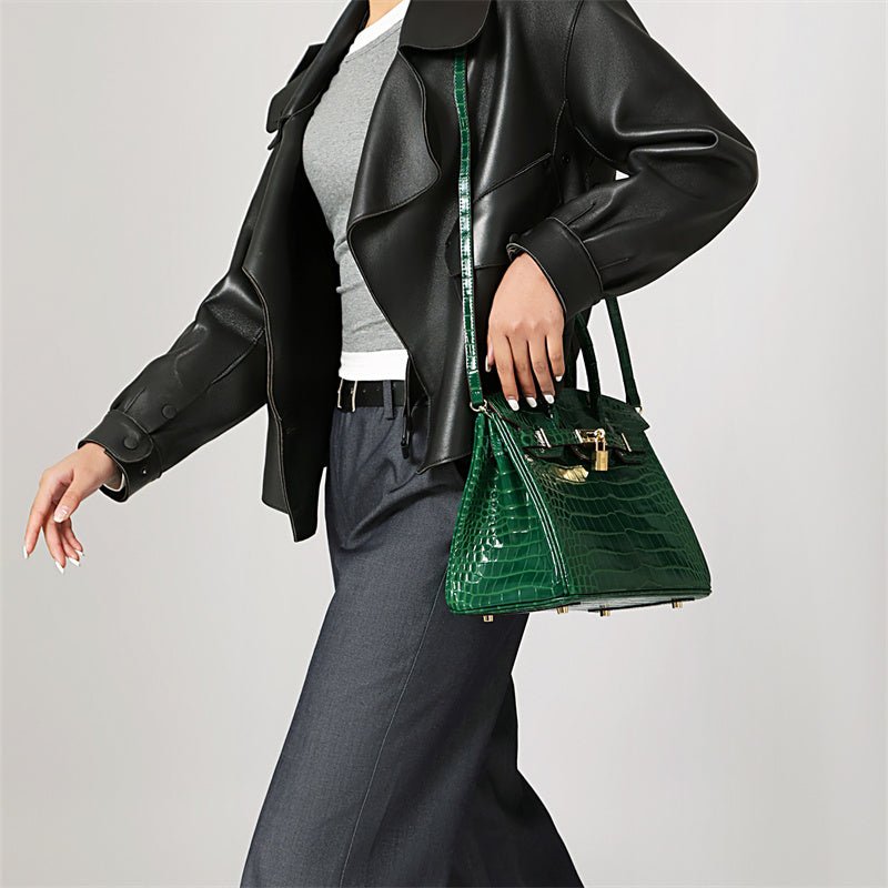 Top-Handle Tote Bag with Padlock Detail