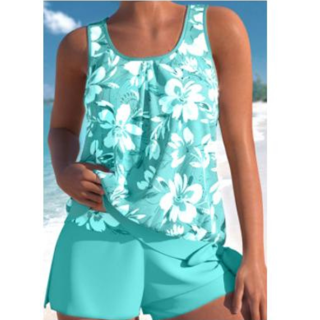 Floral Tankini Set with Matching Shorts