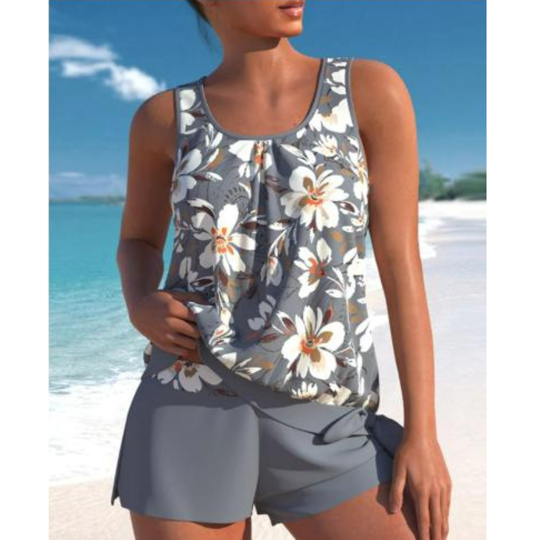 Floral Tankini Set with Matching Shorts