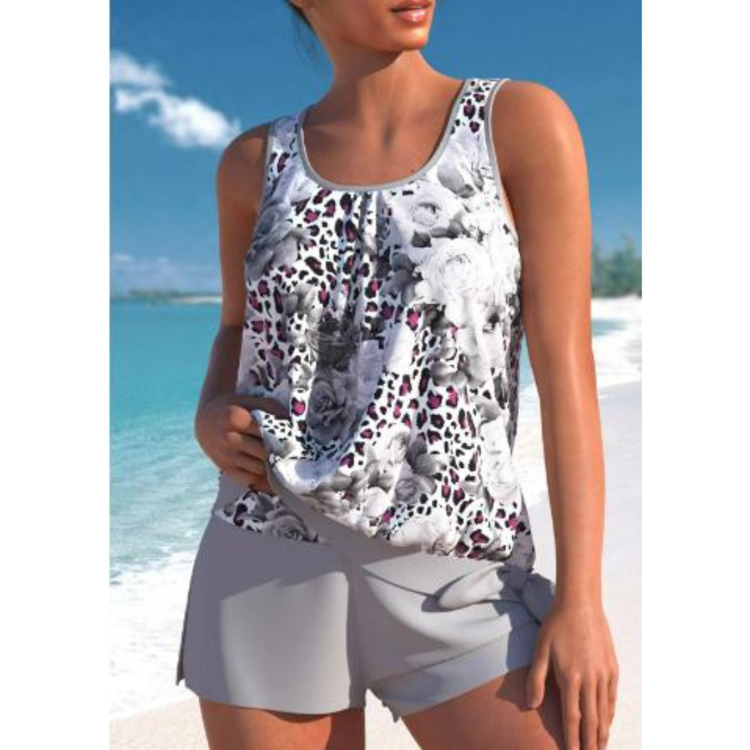 Floral Tankini Set with Matching Shorts