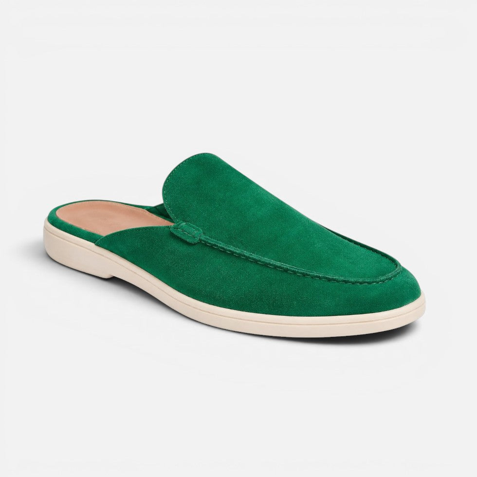 Men's Suede Slip-On Mule Loafers with Cushioned Sole