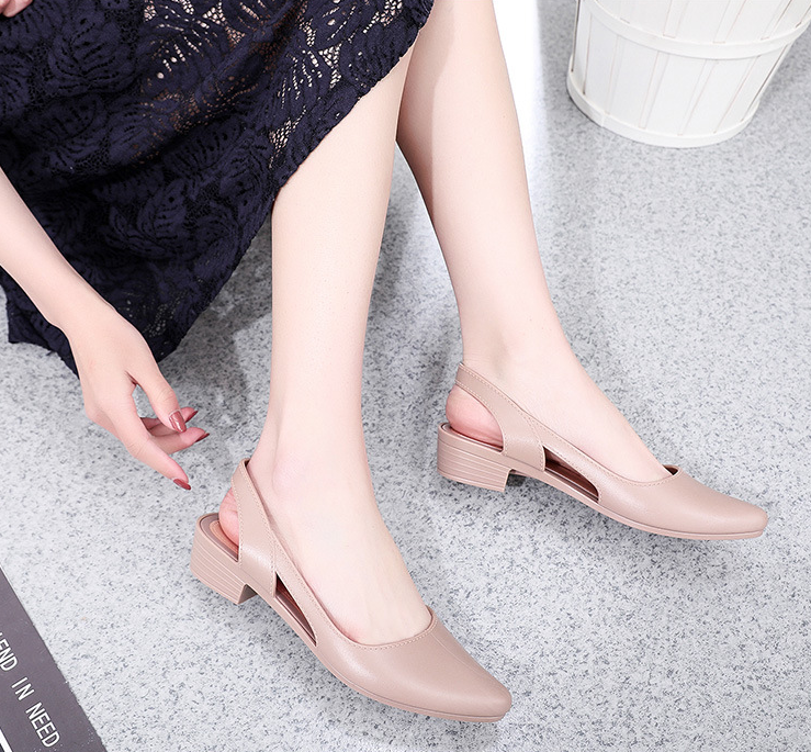 Slingback Pumps with Block Heel and Pointed Toe
