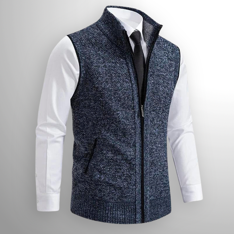 Men's Full-Zip Knitted Gilet with Zip Pockets