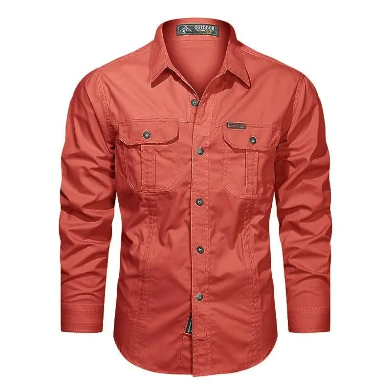 Men's Long Sleeve Utility Shirt with Chest Pockets