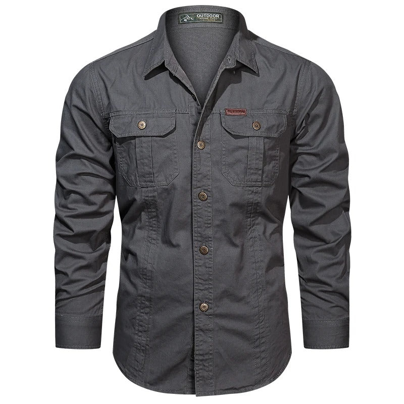 Men's Long Sleeve Utility Shirt with Chest Pockets