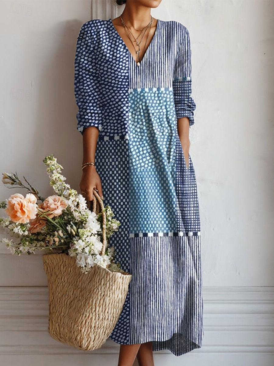 Floral Print Midi Dress with V-Neckline