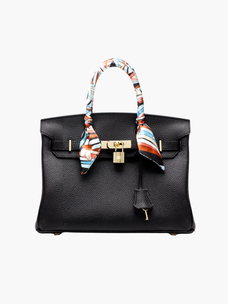 Top-Handle Tote Bag with Padlock Detail