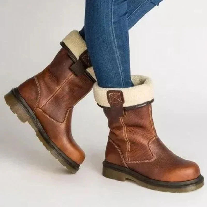 Women's Fur-Lined Winter Boots | Mid-Calf Leather