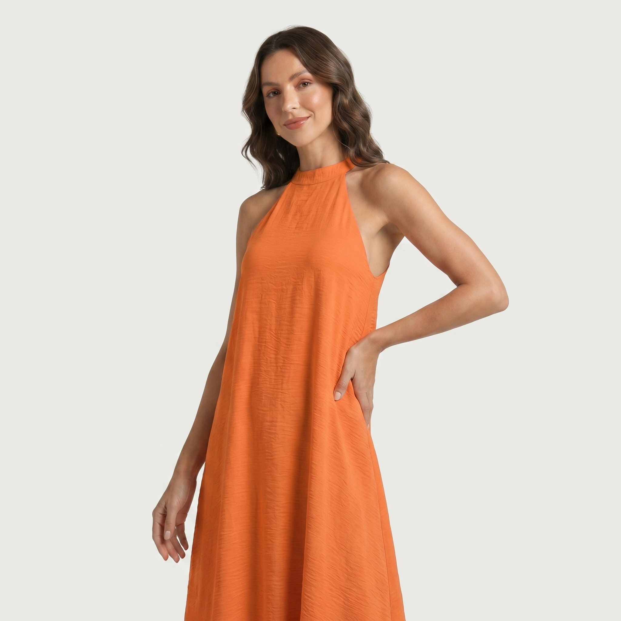 Halter Neck Maxi Dress with Flowing Silhouette