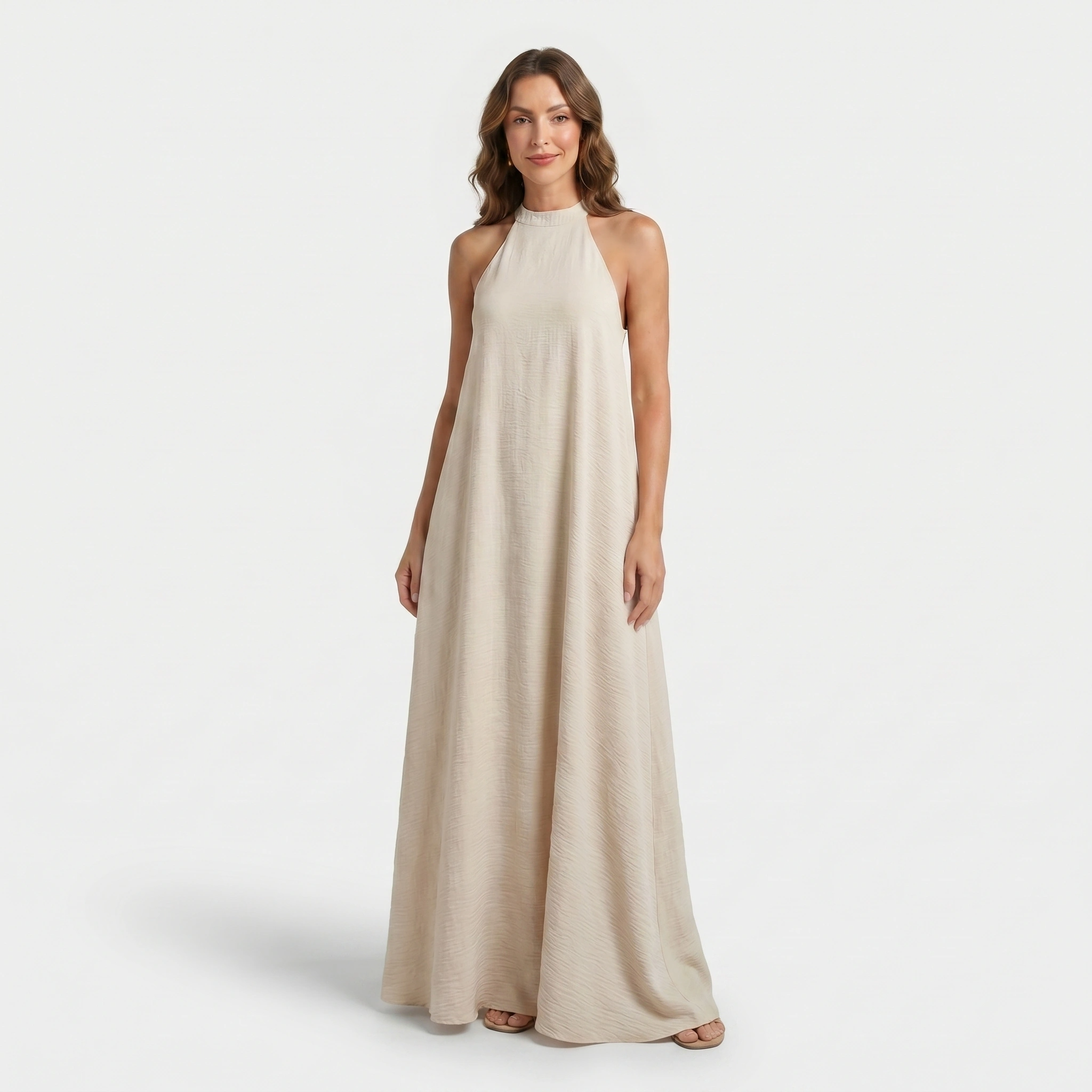 Halter Neck Maxi Dress with Flowing Silhouette
