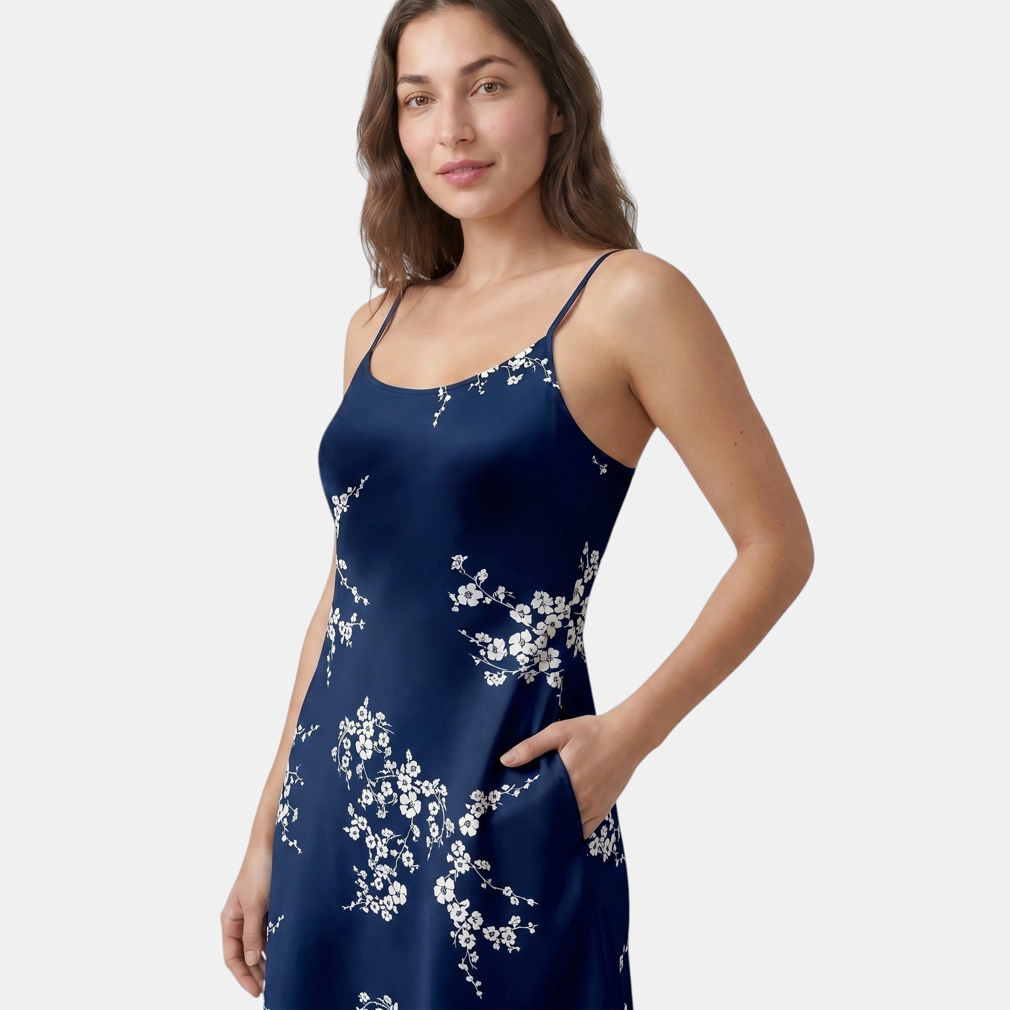 Floral Print Mini Dress with Spaghetti Straps and Lettuce Hem